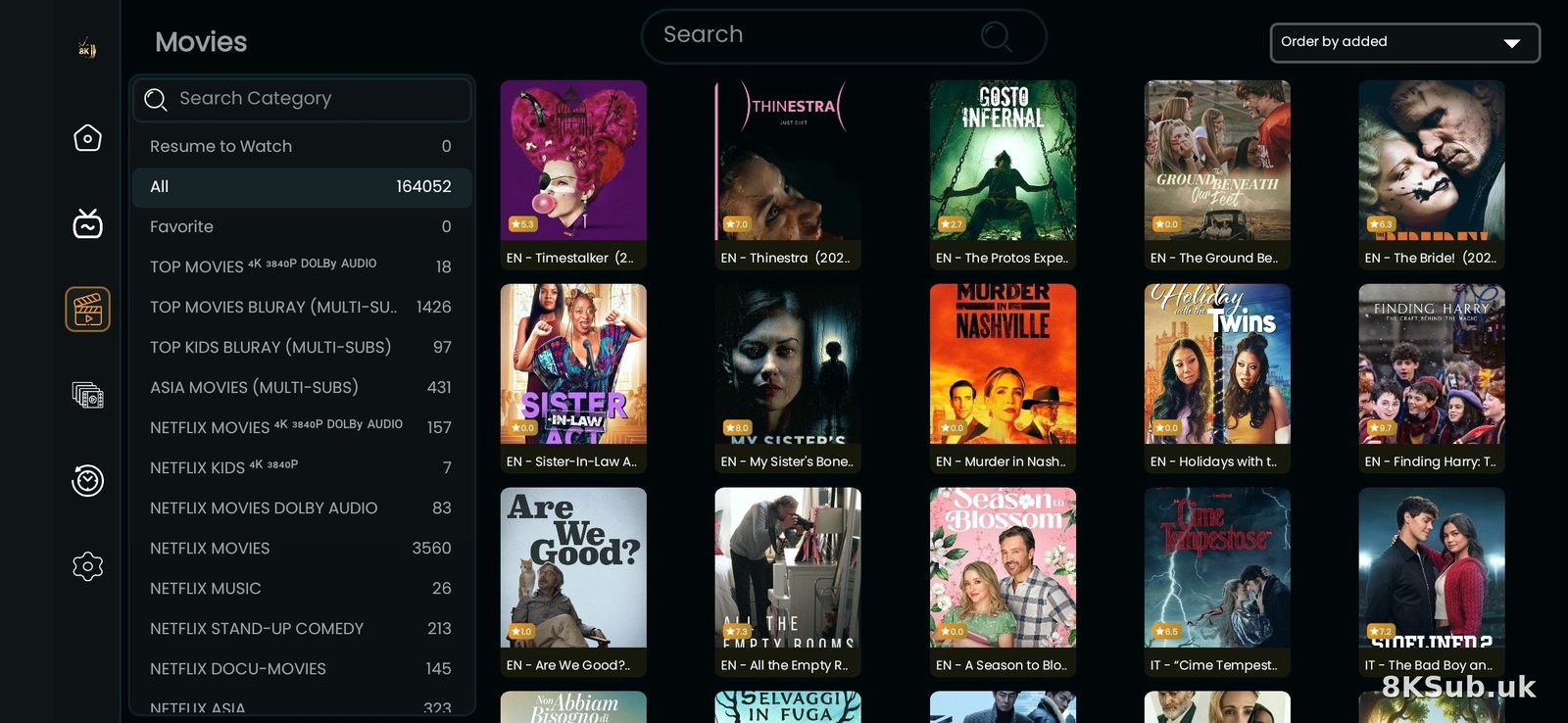 IPTV 164000 movies VOD library on demand 4K HD streaming